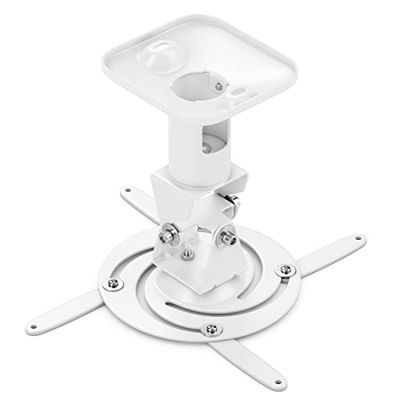 deleyCON Universele Beamer Projector Plafondbevestiging +-25° Kantelbaar - 360° Draaibaar - tot 15kg - Afstand tot het Plafond 215mm - Kabelgeleider - Wit