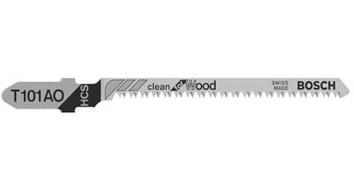 Bosch Accessories Professional 3 x Lames de scie sauteuse T 101 AO Clean for Wood (pour Bois tendre, coupe arrondie, Accessoire Scie sauteuse) Gris 1.5 - 15 mm