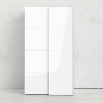 Dmora - Guardaroba 2 Ante Clarine, Mobile Camera da Letto, Cabina Armadio portabiti, Armadio Appendiabiti, 122x62 h220 cm, Bianco Lucido