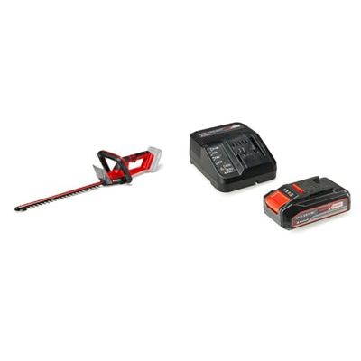 Einhell Taille-haies sans fil GC-CH 18/50 Li-Solo Power X-Change (Li-Ion, 18 V, engrenage métallique, protège-lame en aluminium, vendu avec fourreau) avec Chargeur et Batterie 2,5Ah