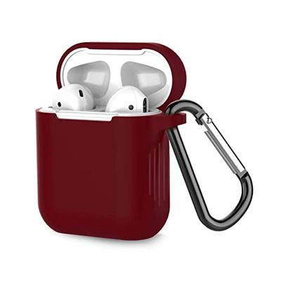 Conçu pour Airpod 2 / AirPod 1 Coque avec Accessoires Porte-clés, [Couverture complète du Corps], Compatible avec la Coque AirPods, Coque de Protection en Silicone Souple Peau, vin Rouge