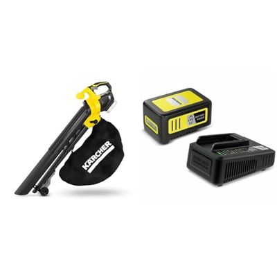 Kärcher BLV 18-200 Battery accu-aangedreven bladblazer- en zuiger (capaciteit: 425 m², snelheidsregeling, gewicht 3,5 kg) & Kärcher Starter Kit Battery Power 18/50 (18V/5,0Ah, 18 V snellader)
