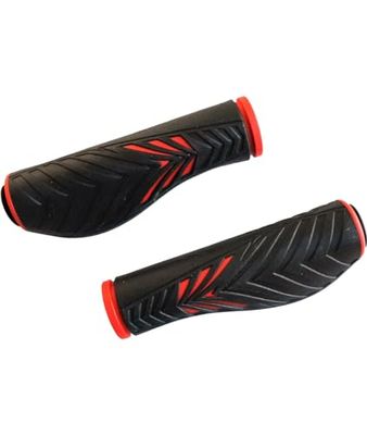 Paire de poignées anatomiques Eleven avec Bouchons Noir/Rouge