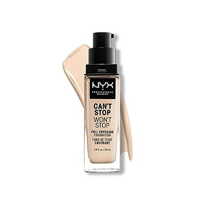 NYX Professional Makeup Can't Stop Won't Stop Full Coverage Foundation, Long Lasting, Waterproof, Vegan Formula, Matte Finish, Shade: Pale