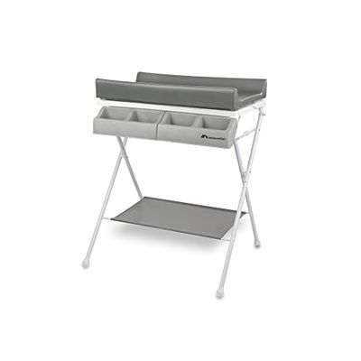 Bebeconfort Baltic, 2-in-1 baby bad & verschoontafel, 0-12 maanden(max. 11 kg), Compact Inklapbaar, Eenvoudig Opbergen, Meerdere Opbergvakken, Gewatteerd Verschoonkussen, Grey Mist