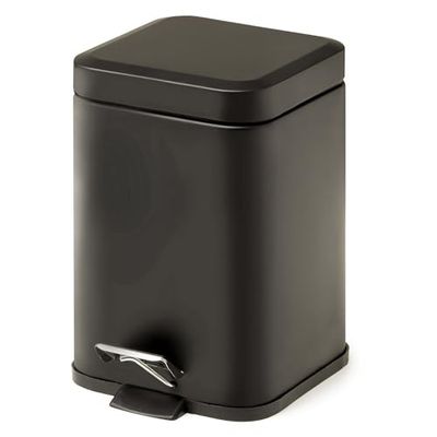 Gedy | Argenta Cesta de baño cuadrada de acero inoxidable, acabado negro, capacidad 3 litros, dimensiones 16, 5 x 21,5 x 25 cm y peso 0,76 kg
