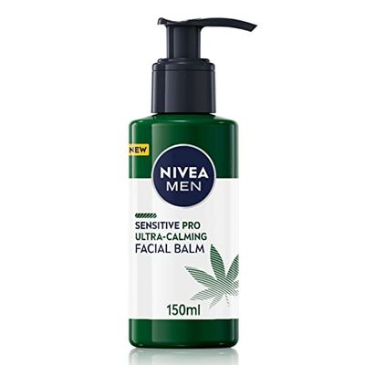 NIVEA MEN Sensitive Pro Ultra Calming Facial Balm (150 ml), Aftershave Balm Enriched with Hemp Seed Oil and Vitamin E for Stress-Minimising Face Care