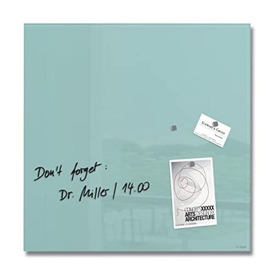 SIGEL GL143 Artverum Lavagna magnetica di vetro, acquamarina, 48 x 48 cm, vetro di sicurezza