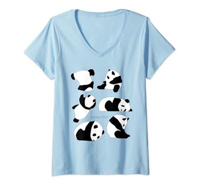 Donna Panda Bear Yoga carino Panda grafica divertente Maglietta con Collo a V