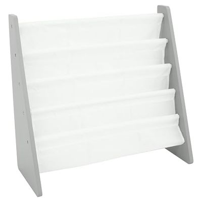 Humble Crew Prateleira infantil para livros com 4 níveis, estante para crianças, estante para livros, cinzento / branco