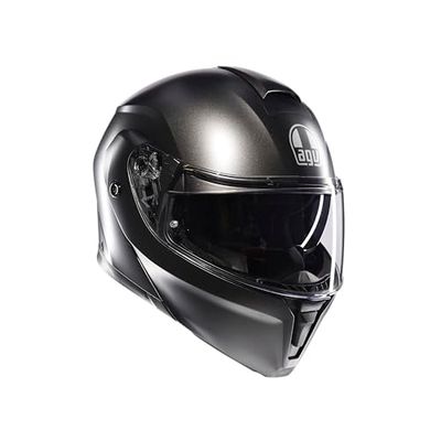 AGV Streetmodular ECE 22-06 Mono, Modular Helmet, Flip Up Motorcycle Helmet ECE 22-06 P/J With Sun Visor, Matt Asfalto Grey, L