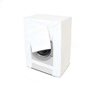 GEMITEX Vattentät och fläcksäker tvättmaskin med dragkedja, vit, för skydd och maskering av tvättmaskin, 80 x 60 x 60 x 60 cm, flerfärgad, 1 st (förpackning med 1)