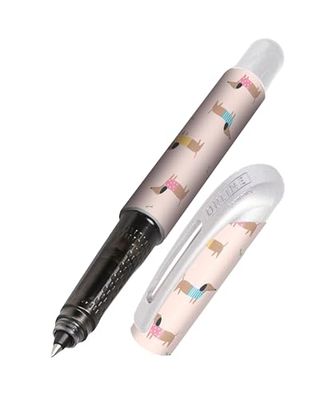 Online ergonomic rollerball pen Dachshund for school & college │ grip part for left- and right-handed │ for standard ink cartridges, refillable │ pens for beginners, pupils, students