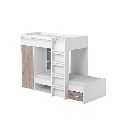Stella Trading Maxi, Bois, Blanc/Chêne Sable, 90 x 200 cm