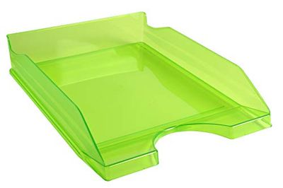 Exacompta - Réf. 12397D - 1 corbeille à courrier ECOTRAY - dimensions utiles 34 x 25 x 6,5 cm - pour documents au format A4+ - peut contenir 500 feuilles - couleur vert pomme translucide