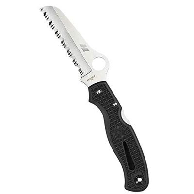 Spyderco Unisex – Volwassenen, outdoormes, Atlantic Salt Black, gesloten lengte: 11,75 cm, type: Lockback, zwart, één maat, C89SBK