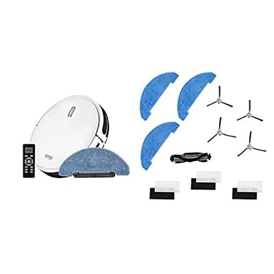 Venga! Robot Aspirateur Laveur, RVC 3000, Blanc - avec Kit de Pièces Détachées (4 Brosses Latérales, 1 Brosse Rouleau, 3 Serpillères, 3 Kits Filtres)