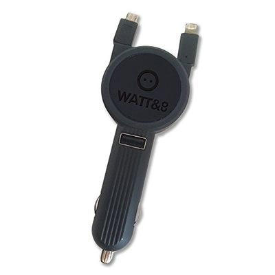 Watt & Co CH12 – 5-usbml-b ładowarka zapalniczki micro USB/LIGHTNING USB 2 A, Czarny, 4.5 x 13 cm