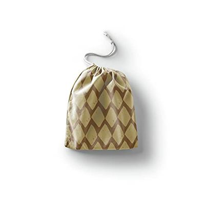 Bonamaison Bedrukte katoenen tassen met trekkoord, boodschappentas, buidel, stoffen zak, groentezak, herbruikbaar, milieuvriendelijk, multifunctioneel, opvouwbaar, grootte: 12x15 cm