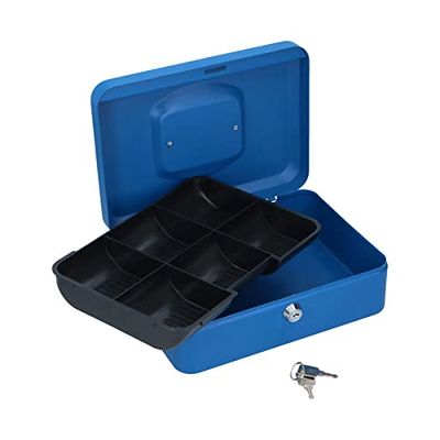 Geldcassette 25cm blauw muntcassette geldkassa muntvak