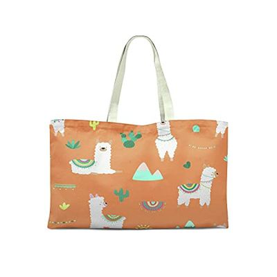 Bonamaison Printed Tote Bag, Reusable Grocery Bag, Shopping Bag, Machine Washable, Foldable, Canvas Cloth Bag with Handles, 50x40 Cm