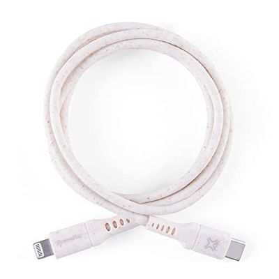 XtremeMac® Premium USB-C naar Lightning-kabel, biologisch afbreekbaar, FSC® EKO verpakking, 1M, snel opladen voor iPhone 12/12 Pro Max/12 Mini/11/11 Pro/SE 2020/XR/XS/X/8, Airpods, iPad, wit