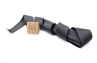 Trimz Grosgrain Ribbon, Black, 25mm x 3m