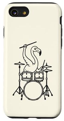 Funny Flamingo Drummer Drumming Drums Music Lover Boys Girls Case for iPhone SE (2020) / 7 / 8