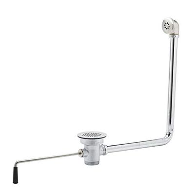 T&S Brass B-3950-01-SB - Piletta di scarico, 3-1/2" x 2", con kit di troppopieno, adattatore NPT e cestello rimovibile