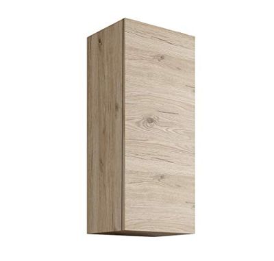 Mama Store Szafka ścienna pojedyncza odwracalna w drewnianym zestawie z systemem otwierania Push And Pull, zaprojektowany, biały dąb, Cm