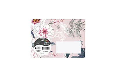 Clairefontaine 55031C - Pack of 20 Gummed Printed Envelopes - C6 Format 11.4x16.2cm - 120g - Light Pink Color - Botanic Garden Theme - Invitation for Events and Correspondence - Pollen Range