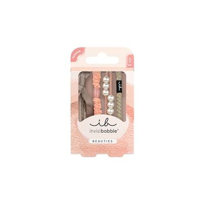 invisibobble BEAUTIES Powdery Pearl (4 pièces) – Élastiques spirale tressés rose pastel – Pour femme & mini – Style romantique pour cheveux ou poignet
