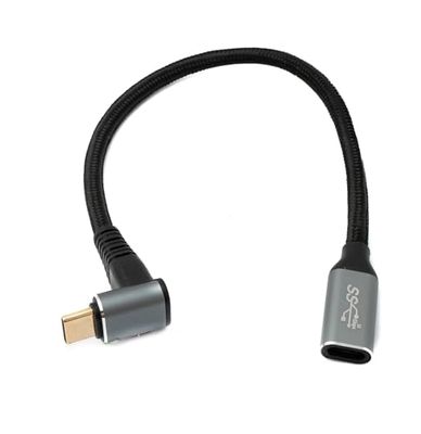 System-S Kabel USB 3.1 Gen 2 typ C 25 cm wtyczka do gniazda 10 Gbit/s 100 W adapter kątowy