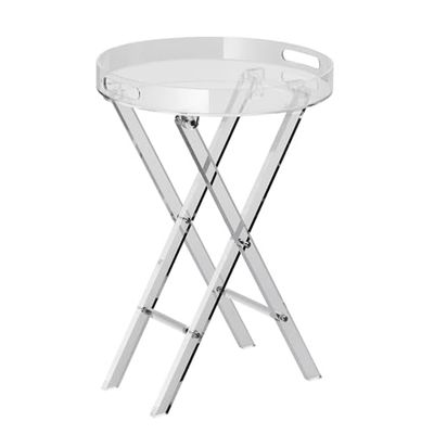 VEVOR End Folding X Leg, Clear Acryl Bijzettafel voor Koffie, Drink, Voedsel, Snack Gebruikt in Woonkamer, Slaapkamer en Studie, 22,8 inch