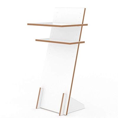 Tojo Standaard - staande standaard in hoogte verstelbaar - ook geschikt als zitstandaard - 120 cm x 50 cm (H x B) - kleur wit - schrijfblad met verstelbare vakken - houten bureau om te lezen en te schrijven - design bureau