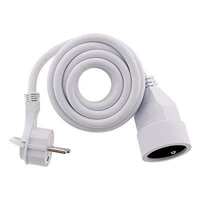 Zenitech Prolongateur 16A 2P+T HO5VV F 3G1,5 Blanc 3m avec fiche extraplate