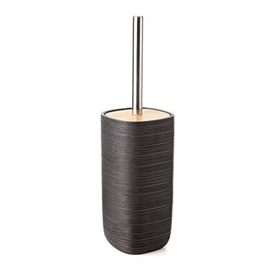TATAY Toilet Brush | High-Strength Polyresin | Decorative and Elegant Design | Functional Toilet Brushes | 10.1 x 10.1 x 35.5 cm - Bamboo Collection - Grey