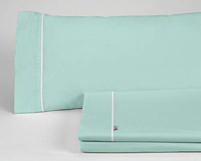Juego de sábanas liso color aqua Cama de 90 (3 piezas) - 50% algodón / 50% poliéster - 144 hilos. Gramage: 115