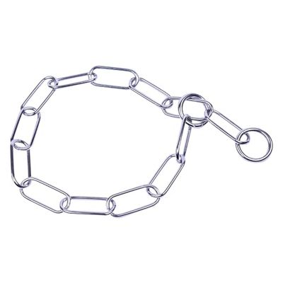JACK AND VANILLA, Collier Chaîne pour Chien à Maillons Ovales en Acier Chromé, Résistante à la Corrosion, Design Ergonomique, Idéale pour l'Éducation Canine, 4 mm x 83 cm, Chromé