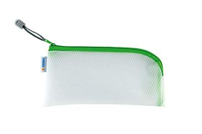 HERMA 20004 Zip Cosmetic Bag, transparent (23 x 11 cm) small zippered travel pouch for mobile phone, charging cable, cosmetics, pens, keys, clear toiletry bag with zipper in green