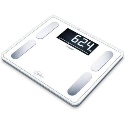 Beurer BF 410 white diagnoseweegschaal Signature Line, nauwkeurige analyse van het lichaam voor maximaal 10 personen, met extra groot geïnverteerd lcd-display, draagvermogen van maximaal 200 kg