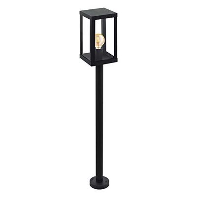 Eglo Alamonte 1 candeeiro de pé para exterior, luz de exterior de 1 holofote, candeeiro de aço galvanizado a preto e vidro transparente, casquilho E27, IP44