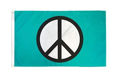 AZ FLAG - Bandera Símbolo De La Paz Azul - 90x60 cm - Bandera Peace 100% Poliéster Con Ojales de Metal integrados - 50g - Colores Vivos Y Resistente A La Decoloración