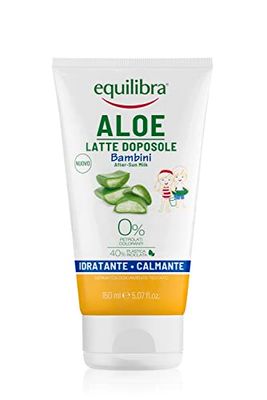 equilibra Solari, Aloe Latte Doposole Bambini, a Base di Olio di Mandorle Dolci, Estratto di Camomilla, Pantenolo, Vitamina E e Olio Essenziale di Citronella Anti-puntura d'Insetto, 150 ml