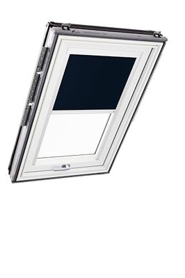 Store d'obscurcissement Roto ZRV Originale - Occultation Presque Totale - Rail de Guidage Blanc - pour la Série Designo R6/R8, i8 et Classic 64/84 - Taille 094/118 | 09/11 - Couleur du Tissu Bleu