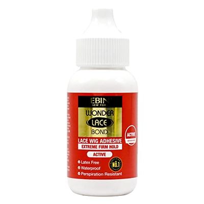 EBIN NEW YORK Wonder Lace Bond Extreme Firm Hold 1.18oz - No Residue Improved Formula Easy to Apply Fast Drying Waterproof Latex Free Perspiration Resistant