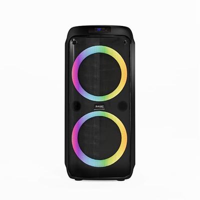 R-MUSIC Party Boost M - High Power luidspreker - Bluetooth 5.3, 11 uur batterijduur, RGB, karaoke-modus, bekabelde microfoon, geïntegreerde handgreep, equalizer