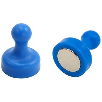 Aimant de Quilles Bleu Haute Puissance pour Réfrigérateur, Bureau, Tableau Blanc, Tableau D'Affichage 19mm dia x 25mm de Haut - Pack de 2