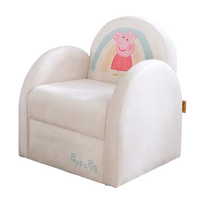 roba Kinderfauteuil in Peppa Pig Ontwerp - Stoel met Armleuning voor Meisjes & Jongens vanaf 18 Maanden - Draagvermogen tot 80 kg - Fluweelbekleding in Beige