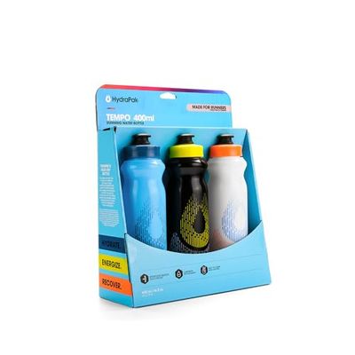 Hydrapak Tempo Bottle 3-Pack - Borraccia da corsa portatile (400 ml) - Ideata per i corridori, l'allenamento per la maratona e il giorno della gara, perfetta per l'idratazione